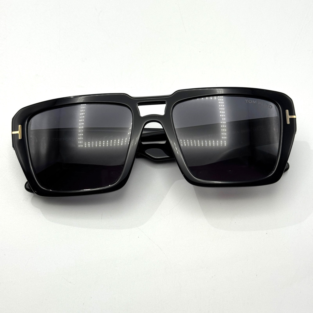 Tom Ford Sunglasses Redford TF1153 01A Shiny Black Pilot Frame Gray Lens 56mm